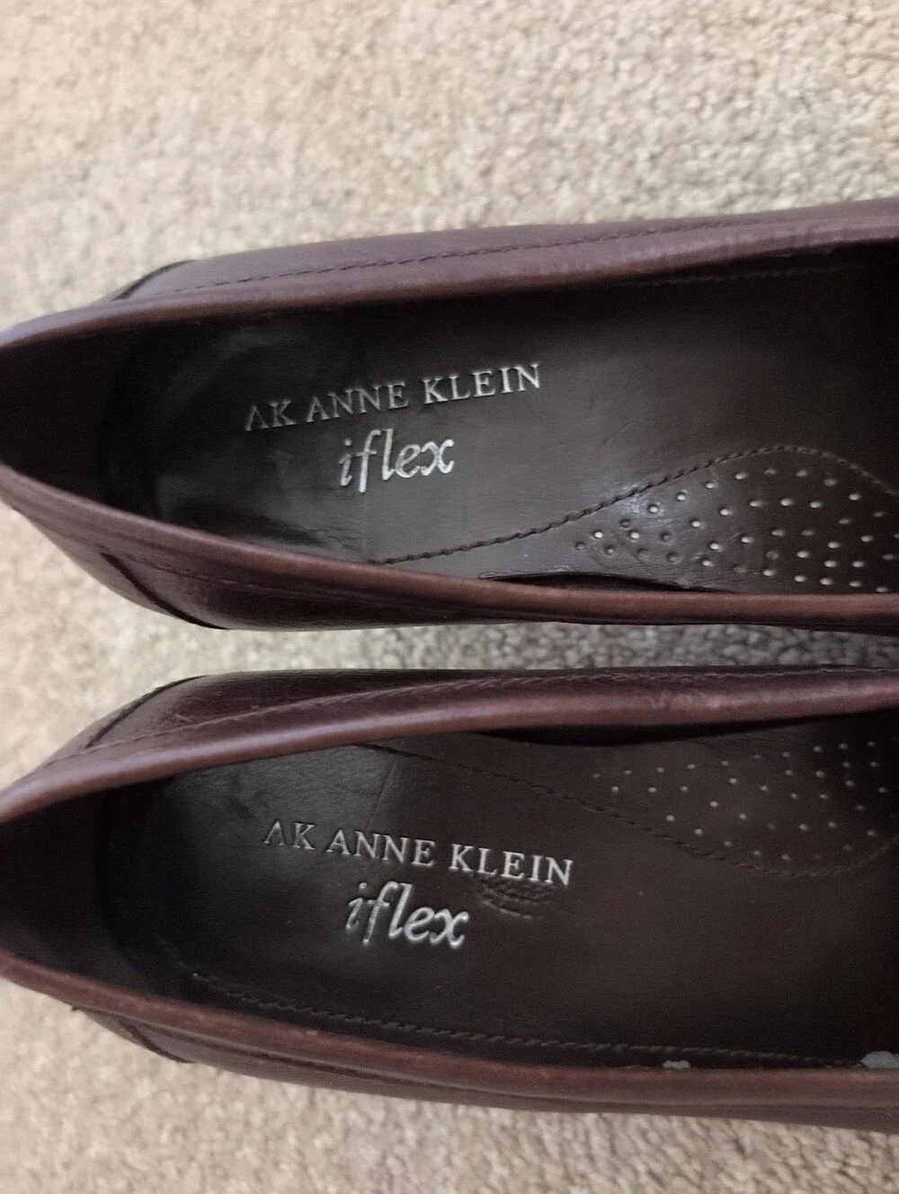 Anne Klein Dark Brown Leather Penny Loafers